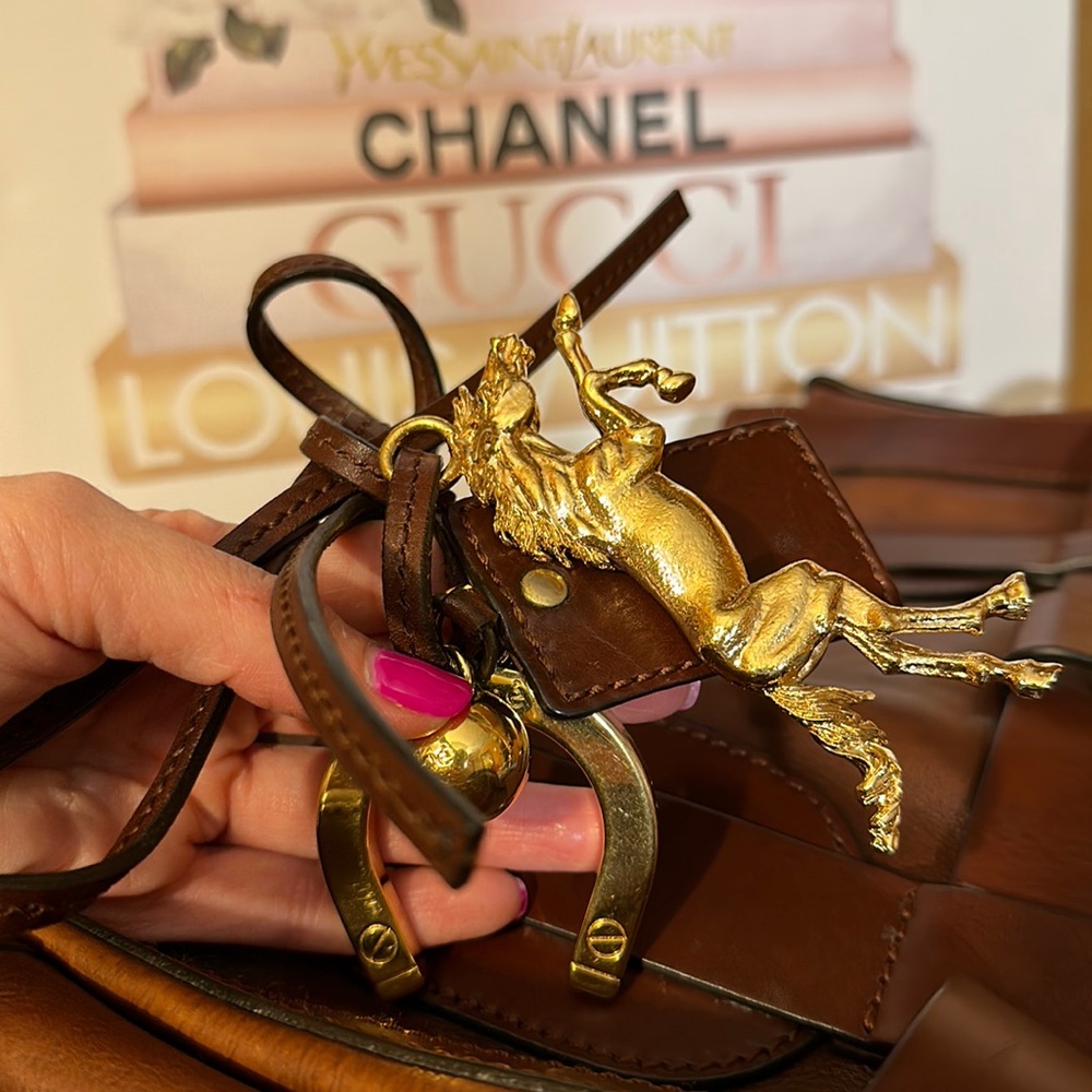 Purse Bag Chloe Kerala Western Horse Charms Brown Leather Shoulder Bag w charms - Picture 12 of 14